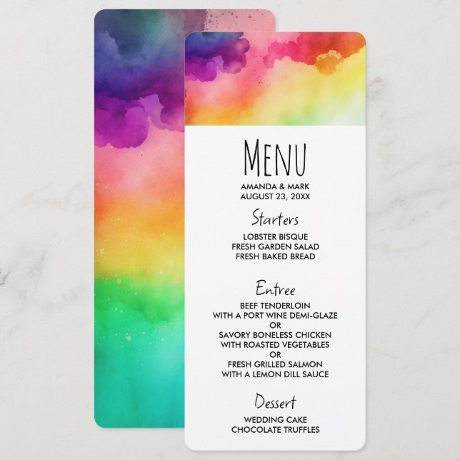 Invitación Hermoso diseño abstracto de colores arcoiris (Anverso / Reverso)
