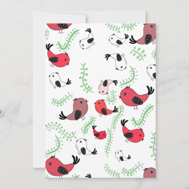 Invitación Hermoso diseño temático de aves, estampado  (Anverso)