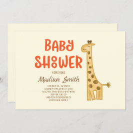 Invitación Hermoso Doodle Watercolor Girafa Baby Shower