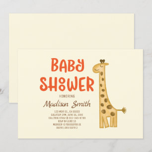 Invitación Hermoso Doodle Watercolor Girafa Baby Shower