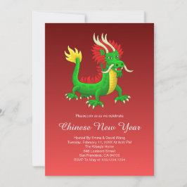 Invitación Hermoso Dragón Chino Dibujado a Mano
