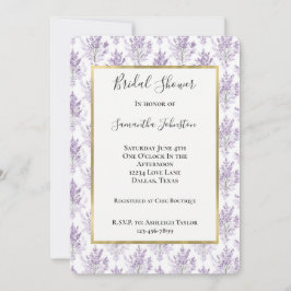 Invitación Hermoso Ducho de Novia de Flores de Lavanda