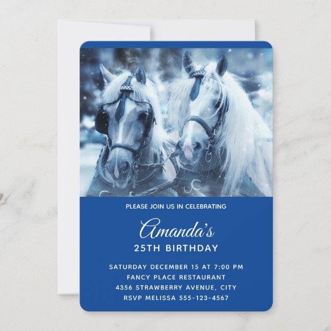 Invitación Hermoso equipo de caballos foto cumpleaños (Anverso)