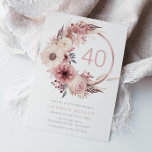 Invitación Hermoso Fiesta de Boho Rubor 40 cumpleaños<br><div class="desc">Hermosa invitación a la fiesta de cumpleaños Boho Rubor 40th. Vea nuestra colección para muchas más invitaciones y artículos que coincidan. También está disponible como una invitación para descargar.</div>