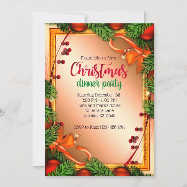 Invitación Hermoso Fiesta de cena de Navidades de marco Mistl (Anverso)