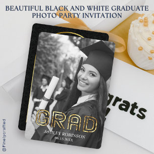 Invitación Hermoso Fiesta de fotografía graduado en blanco y 
