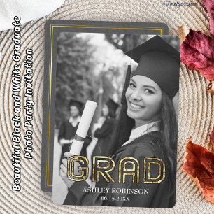 Invitación Hermoso Fiesta de fotografía graduado en blanco y 