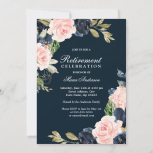 Invitación Hermoso Fiesta de Jubilación Elegante de Rubor y M