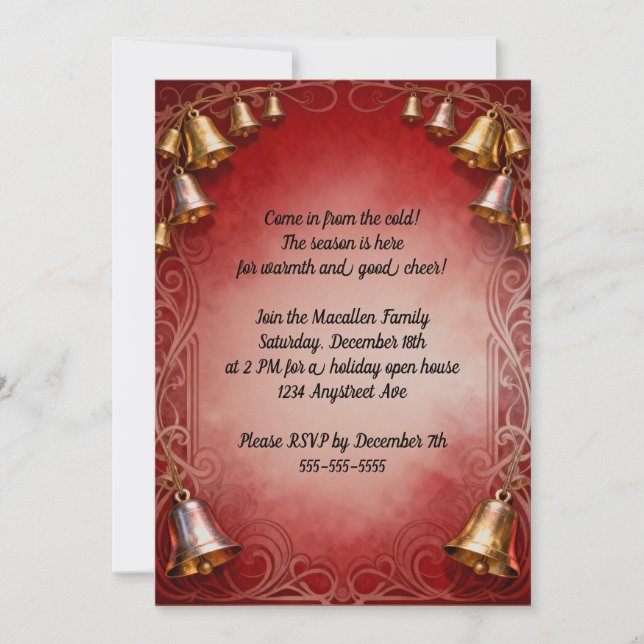 Invitación Hermoso Fiesta de Navidades de Bells (Anverso)