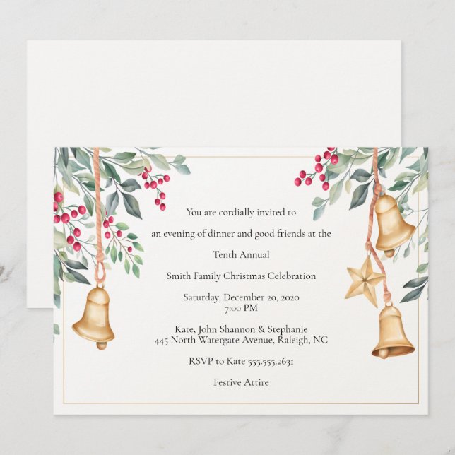 Invitación Hermoso Fiesta de Navidades dibujados a mano (Anverso / Reverso)