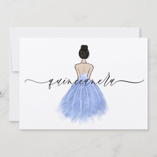 Invitación Hermoso Fiesta Quinceanera con código de vestir az (Anverso)