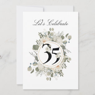 Invitación Hermoso floral pastel ANIVERSARIO 35