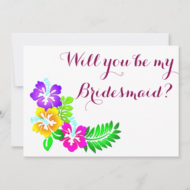 Invitación Hermoso Floral serás mi dama de honor (Anverso)