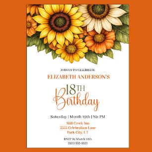 Invitación Hermoso Girasol Cumpleaños 18