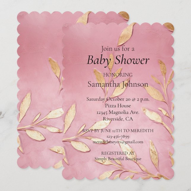 Invitación Hermoso Glam Gold Rosa deja Baby Shower