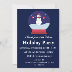 Invitación Hermoso globo de nieve con hombre de nieve fiesta