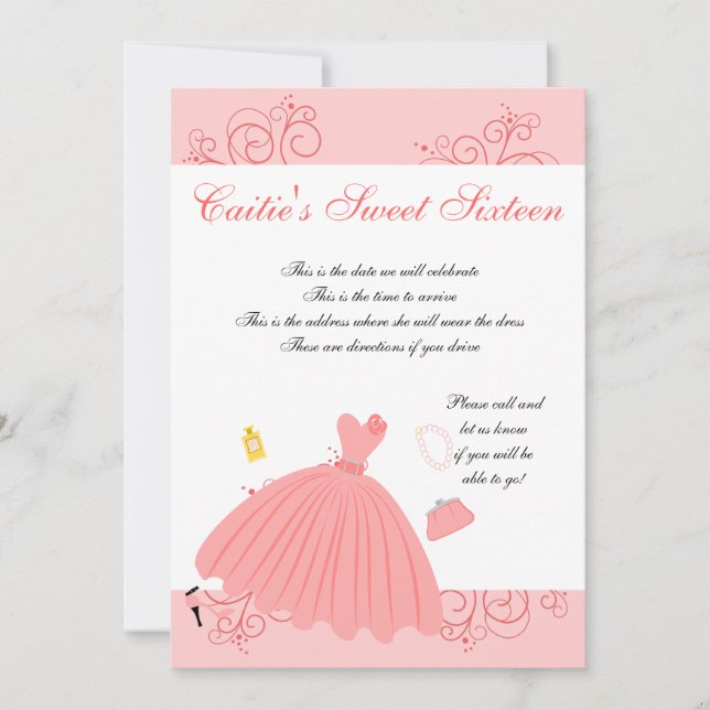 Invitación Hermoso, Hermoso Vestido (Anverso)