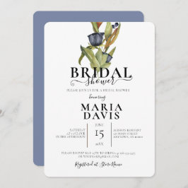 Invitación Hermoso Ilustracion Blue Bouquet Bridal Shower