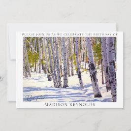 Invitación Hermoso invierno Nieve aspen Trees cumpleaños