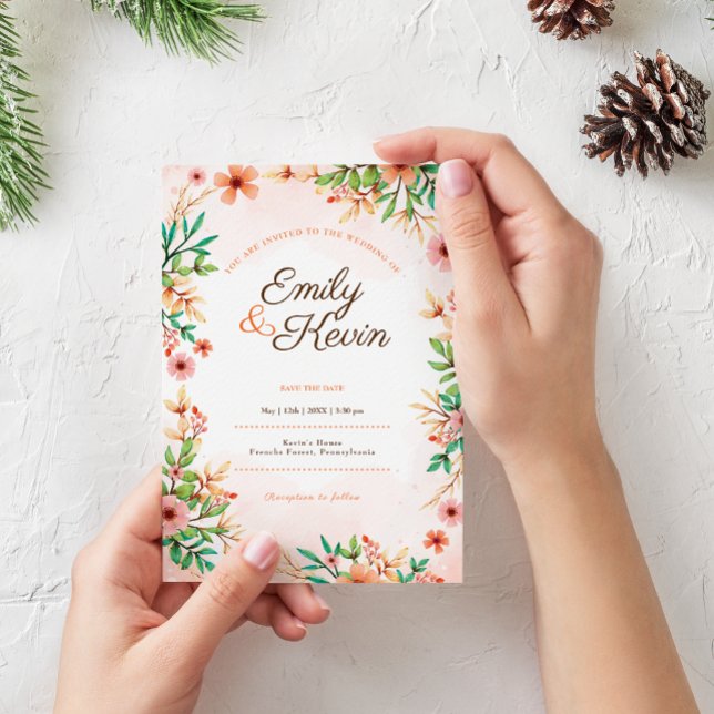 Invitación Hermoso jardín de flores silvestres boda fotográfi (Subido por el creador)