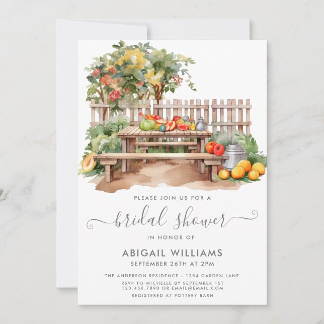 Invitación Hermoso Jardín Picnic Backyard Bridal Shower (Anverso)