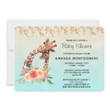 Hermoso Jirafa Acuarela Mamá y Bebé Baby Shower