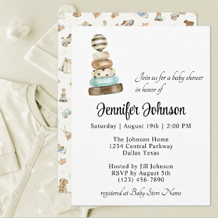 Invitación Hermoso juguete de anillo apilable vintage para ba