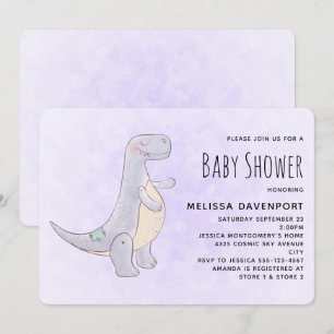 Invitación Hermoso juguete de dinosaurio gris acuarela Baby S