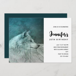 Invitación Hermoso Lobo Gris en el cumpleaños de un bosque os