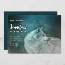 Invitación Hermoso Lobo Gris en el cumpleaños de un bosque os