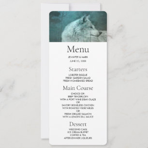 Invitación Hermoso lobo gris en un bosque oscuro
