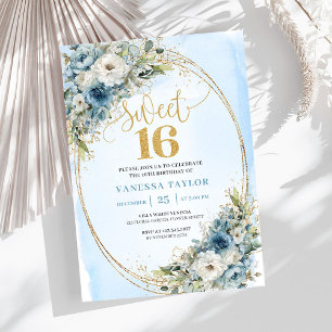Invitación Hermoso marco de purpurina dorada Cumpleaños Sweet
