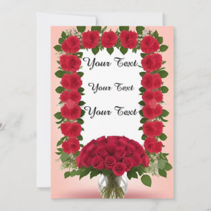 Invitación Hermoso marco floral con rosas rojas