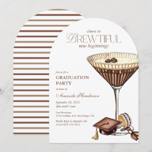 Invitación Hermoso Martini de Espresso Arqueado de Graduación