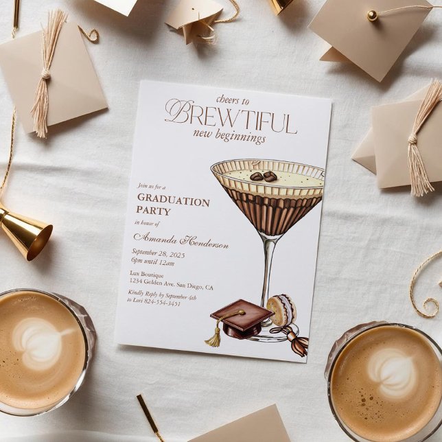 Invitación Hermoso Martini de Espresso de Graduación (Espresso MArtini Graduation Invitation)