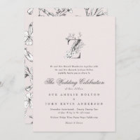 Hermoso Monograma de Rubor Floral 'Z' esbozado