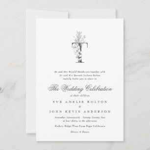 Invitación Hermoso Monograma Floral 'T' Boda esbozado