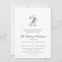 Hermoso Monograma floral 'Z' Boda esbozado