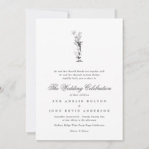 Invitación Hermoso Monograma "I" Floral Boda esbozado