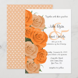 Invitación Hermoso Naranja Rosa Floral Boda de flores