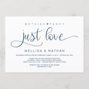 Invitación Hermoso Navy Nada Lujoso Solo Amor, Fuga