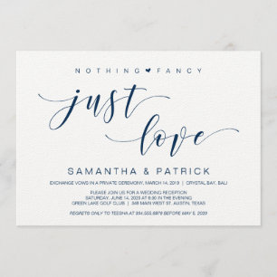 Invitación Hermoso Navy Nada Lujoso Solo Amor, Huida de la Bo