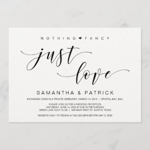 Invitación Hermoso Negro Sin Adornos Solo Amor, Fuga