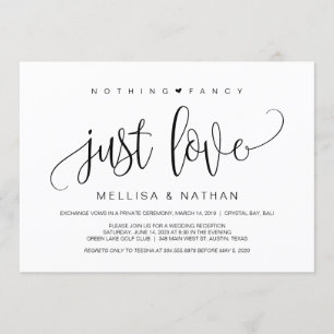 Invitación Hermoso negro sin nada elegante, solo amor, fuga