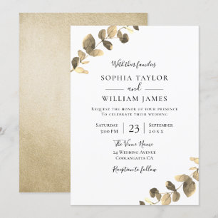 Invitación Hermoso oro deja boda de primavera otoño
