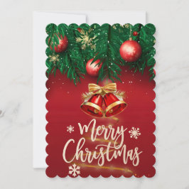 Invitación Hermoso Oro Rojo Feliz Navidad Deseo Personal