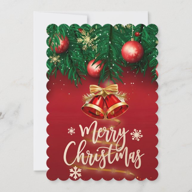 Invitación Hermoso Oro Rojo Feliz Navidad Deseo Personal (Anverso)