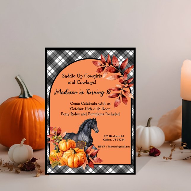 Invitación Hermoso otoño cumpleaños del caballo de otoño (Have fun with this Fall, Halloween design! From pumpkin carving parties to costume celebrations! )