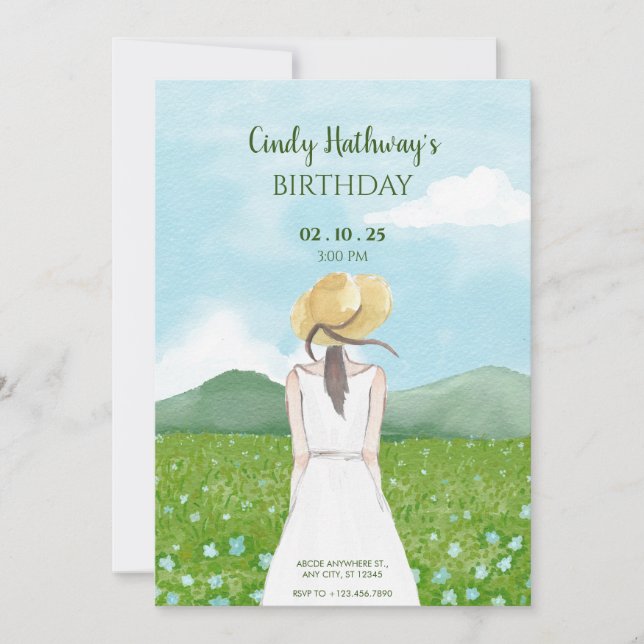 Invitación Hermoso paisaje natural de primavera cumpleaños de (Anverso)