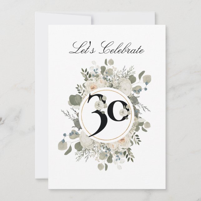 Invitación Hermoso Pastel Floral 30º ANIVERSARIO (Anverso)